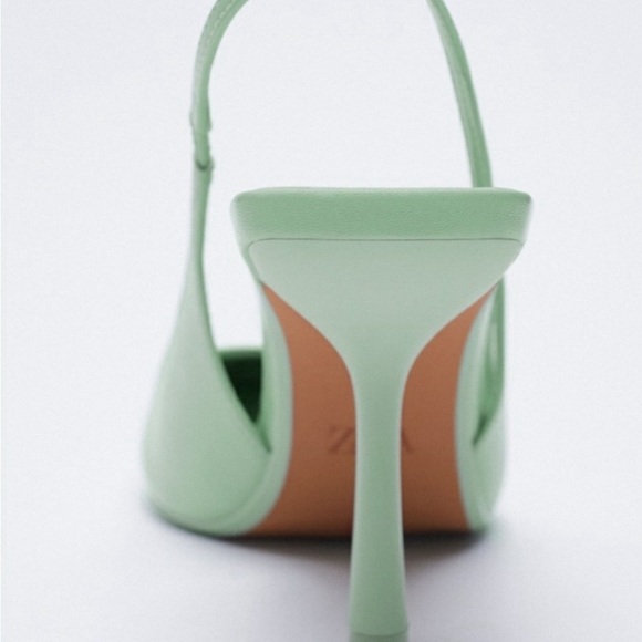 Zara Genuine Leather Mint Green Slingback Heels Sz: 38 (7.5) - Picture 7 of 11
